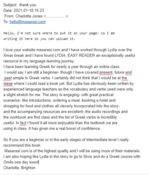 Lydia Easy reader testimonial