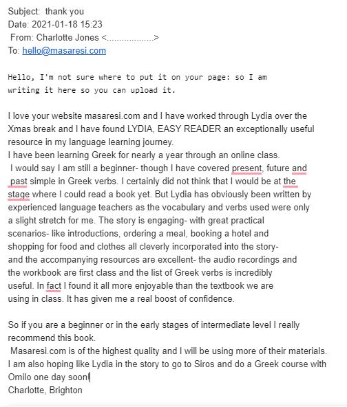 Lydia Easy reader testimonial